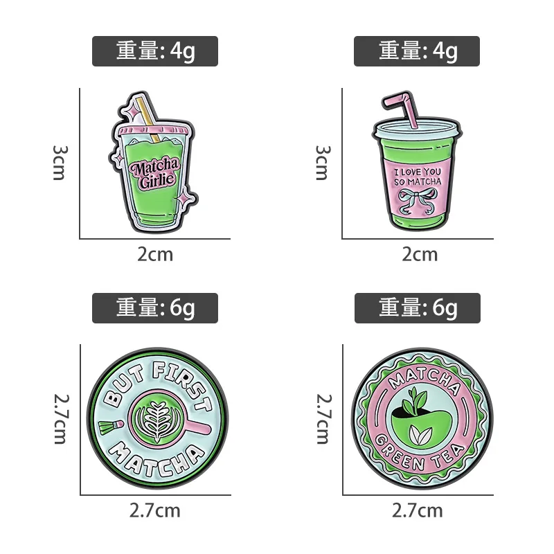 Matcha Lovers Enamel Pins Matcha Girlie But First Matcha Matcha Green Tea Funny Brooches Lapel Badge Jewelry Gifts for Friends