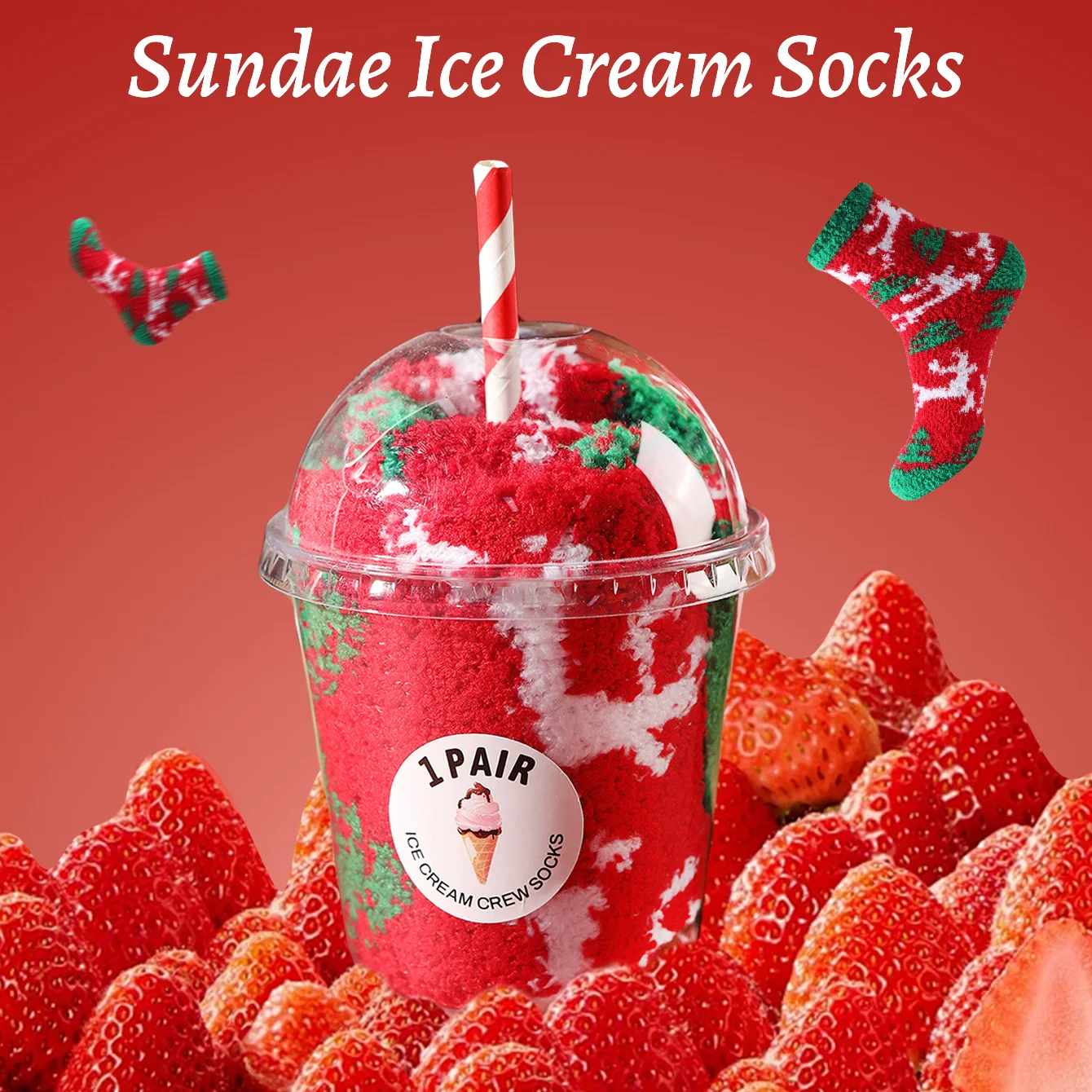 1 Pair of Unisex Mid-Calf Socks, Novelty and Fun Milk Tea and Milkshake Gift Box Socks, Creative Socks, Fashionable and Trendy Style, Comfortable and Breathable, Suitable for Parties, Casual Wear, Valentine's Day, Halloween, Birthdays, Christmas, New Year, Thanksgiving, Autumn and Winter, All-Season Styles, Creative Gift Box