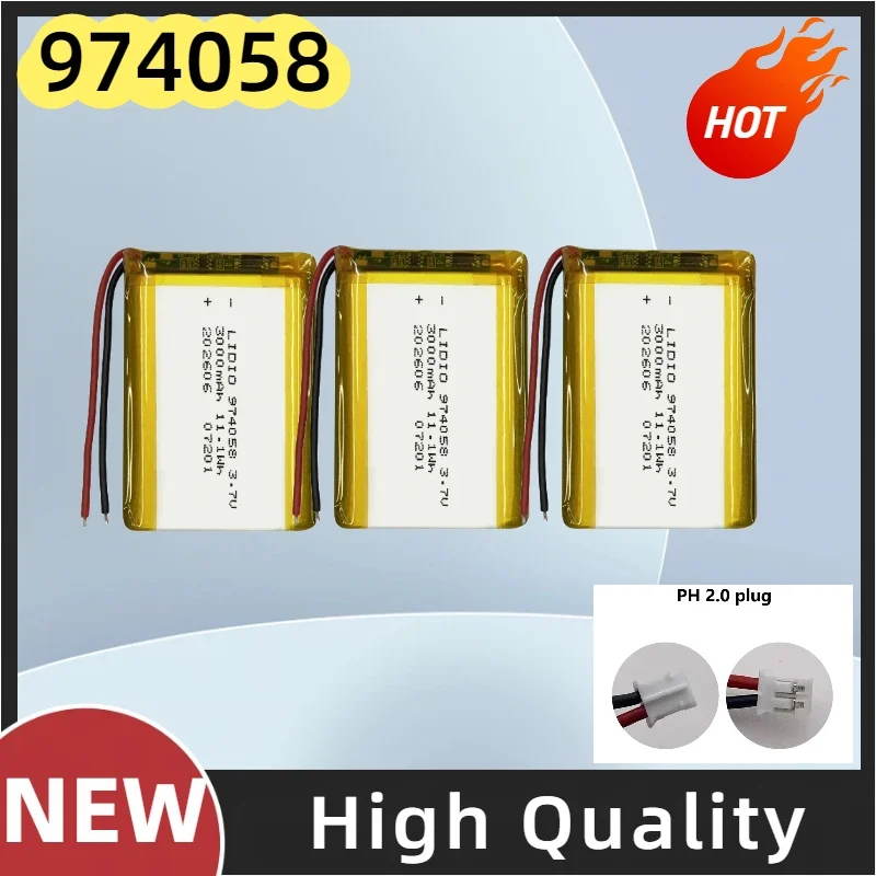 974058 3000mAh Lipo Battery 3.7V Lithium Polymer Batteries PH2P For Massage Meter GPS Navigator Aeromodelling Rechargeable Cell