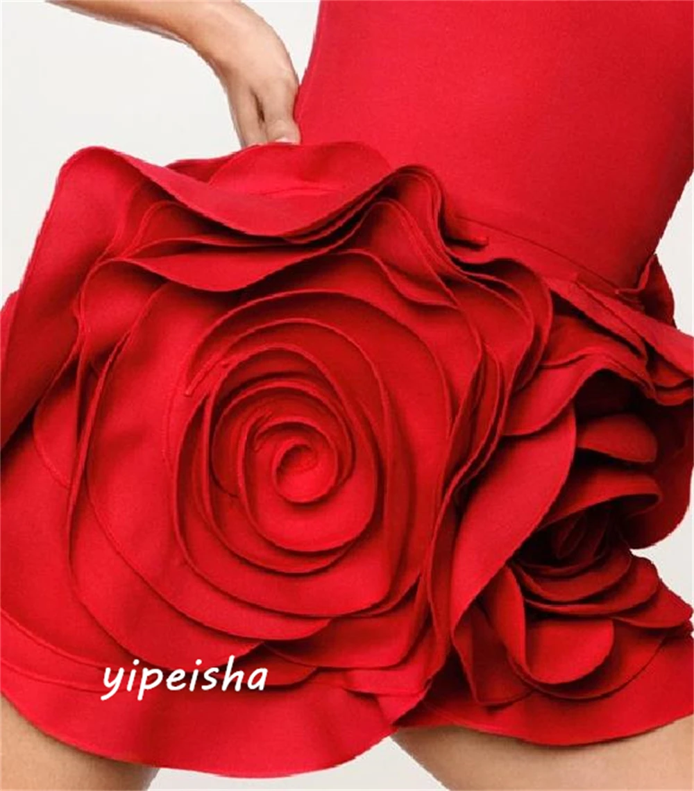 Customized Fashion High Quality Strapless Ball Gown Cocktail Dresses Flower Mini Skirts Charmeuse Evening Saudi Arabia