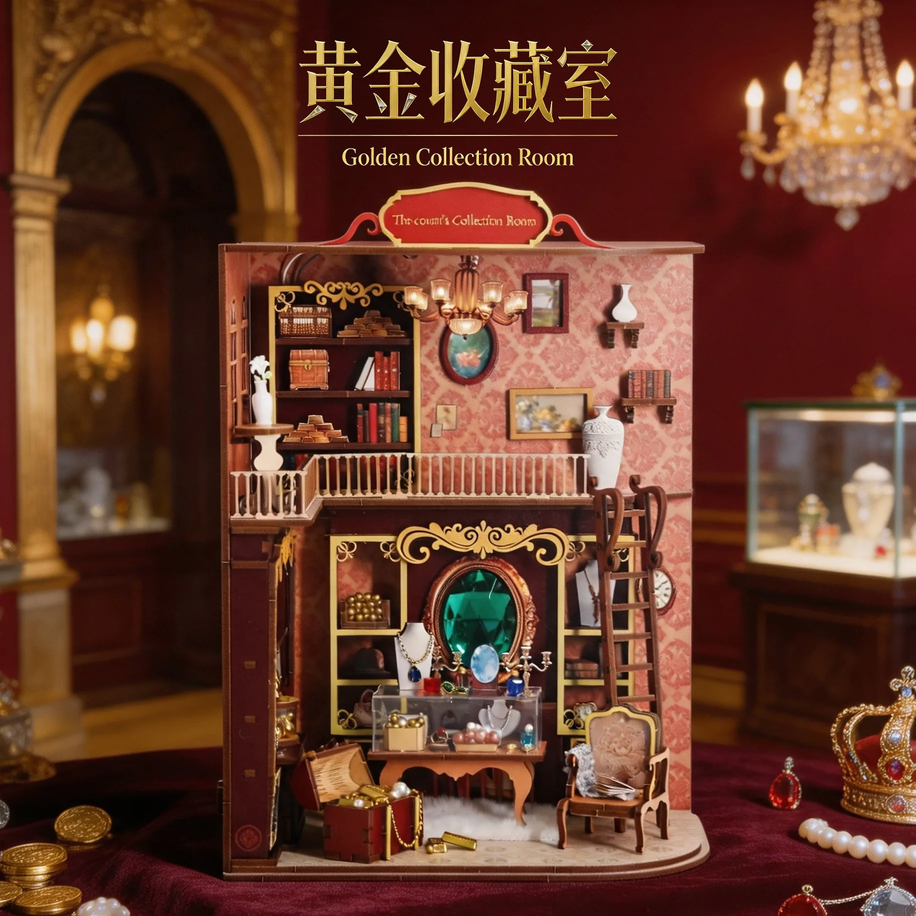 Model Kit Wood - Kit Rumah Boneka Miniatur Koleksi Emas