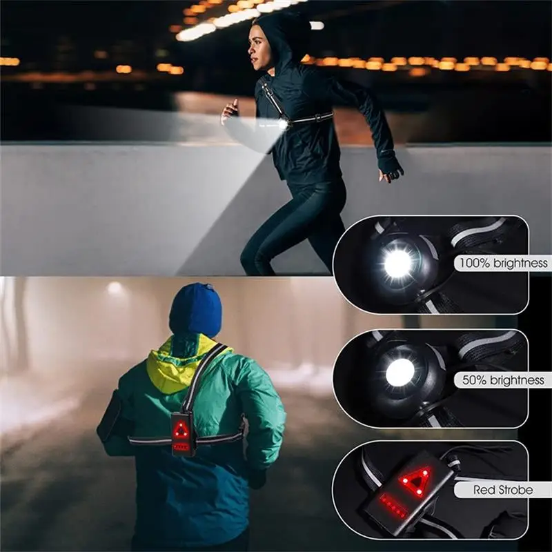 1pc Outdoor  Night Running USB ChargingLights LED Chest Lamp Back Warning Light for Camping Hiking Running Jogging Adventure