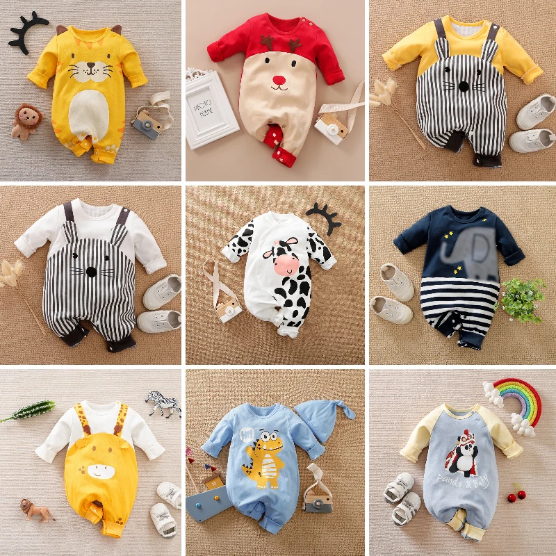 

Newborn Baby Boys Girls Cartoon Romper Clothing Cotton Long Sleeve Print Comfy Jumpsuit Baby Clothes 0 to 24 Months Clothes