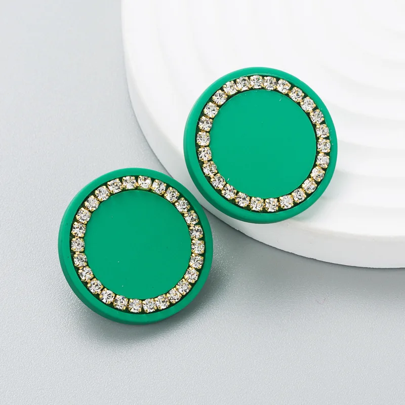 Korean version fashionable simple and small round rhinestone earrings women's new non-changing color trend party stud earrings e