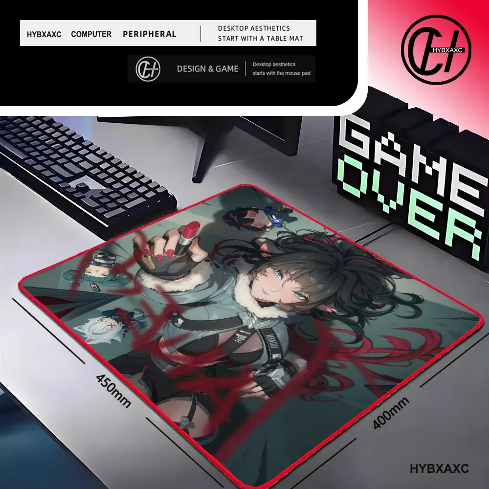 لوحة ماوس Zenless Zone Zero Jane Doe Populr للمكتب بحافة قفل حمراء ولوحة ماوس صغيرة ولوحة مفاتيح مطاطية مضادة للانزلاق #4