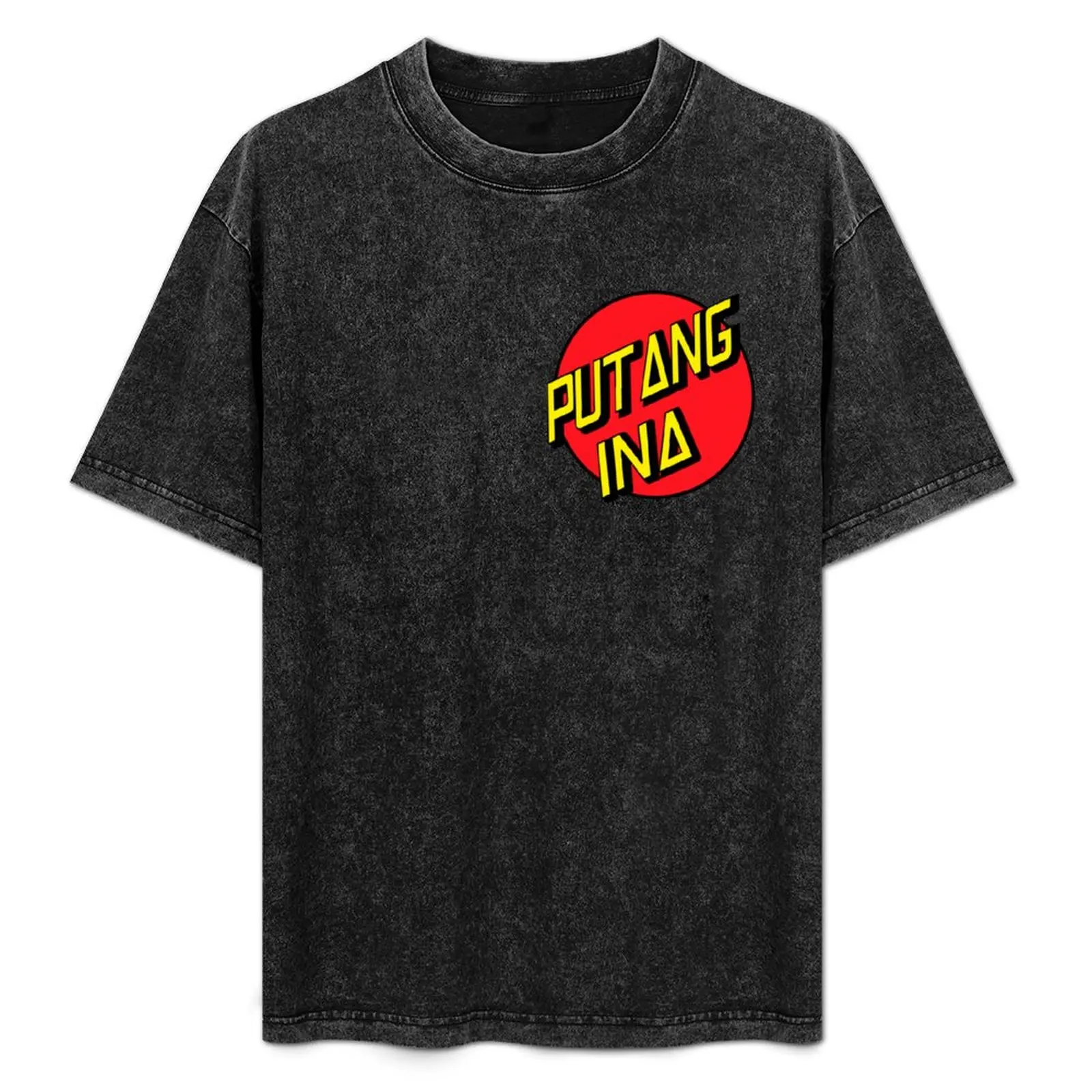 PUTANGINA CIRCULAR LOGO POCKET Design T-shirt, Oversized Basketball Graphic Tees, roupas vintage para homens