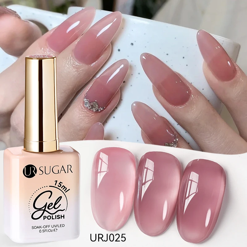UR SUIKER 15 ml Jelly Gel Nagellak Zwart Rood Roze Kleur Semi Permanente Nail Art Manicure Losweken LED UV Gel nagellak