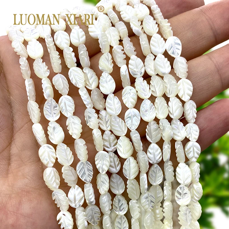 6x9MM Leaf Shape Natural Freshwater Shell Loose Spacer Beads for Jewelry Making Diy Earrings Bracelets Accessories Charms 15''
