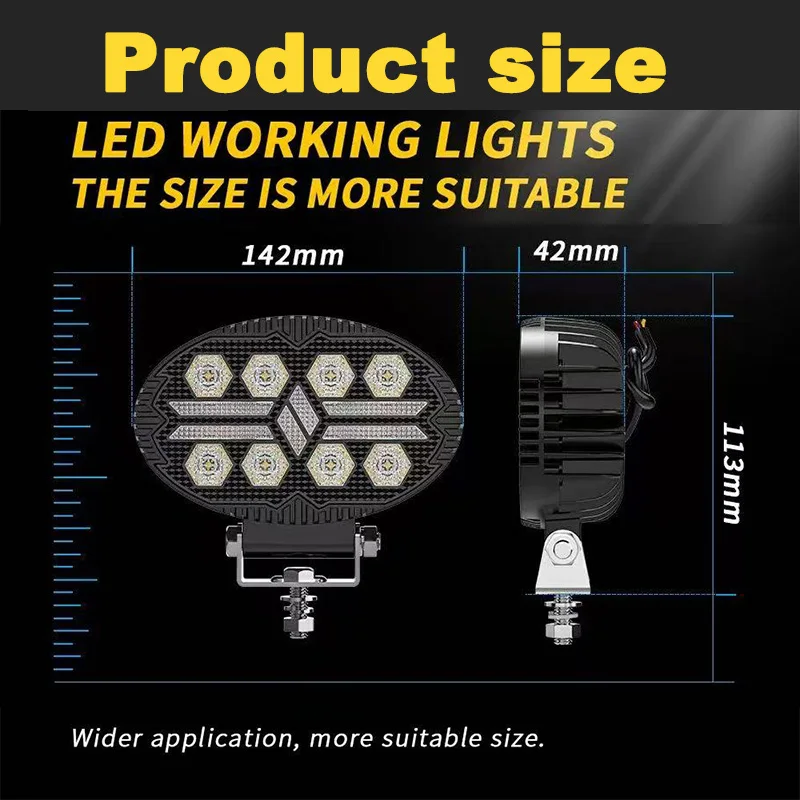 5.5Inch Work Light LED Dual Color Combo Beam Auxiliary Headlights for Jeeps Truck SUV ATV UTV 4WD Headlights Heavy Machinery