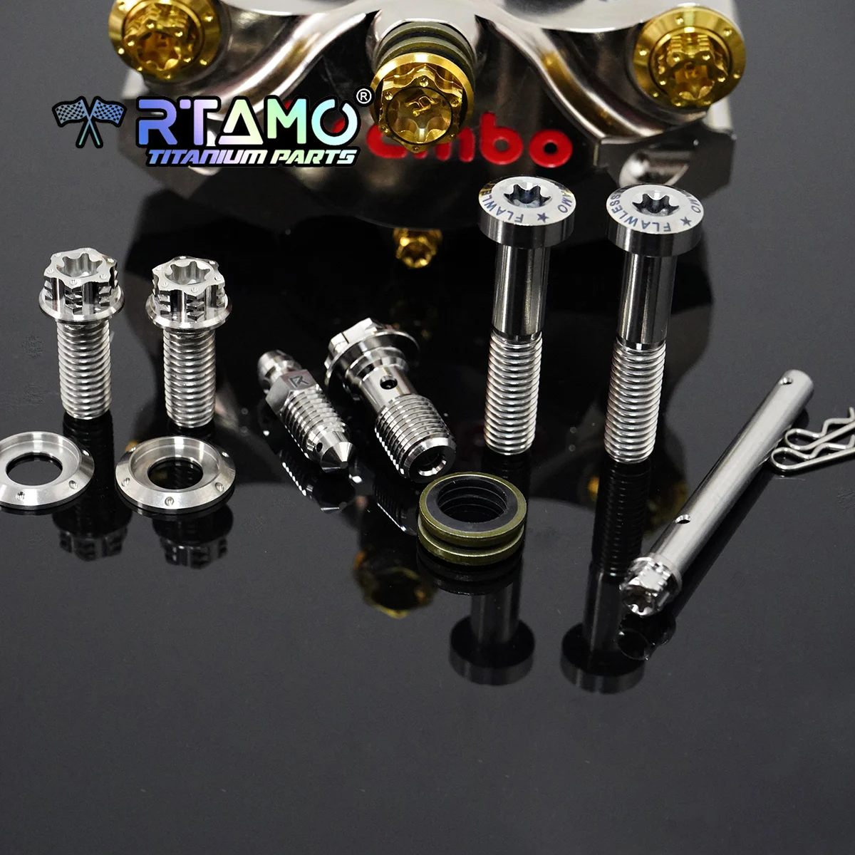 RTAMO Gr5 Titanium Brake Caliper Bolt Set for Brembo GP2 (CNC 2 Pot)