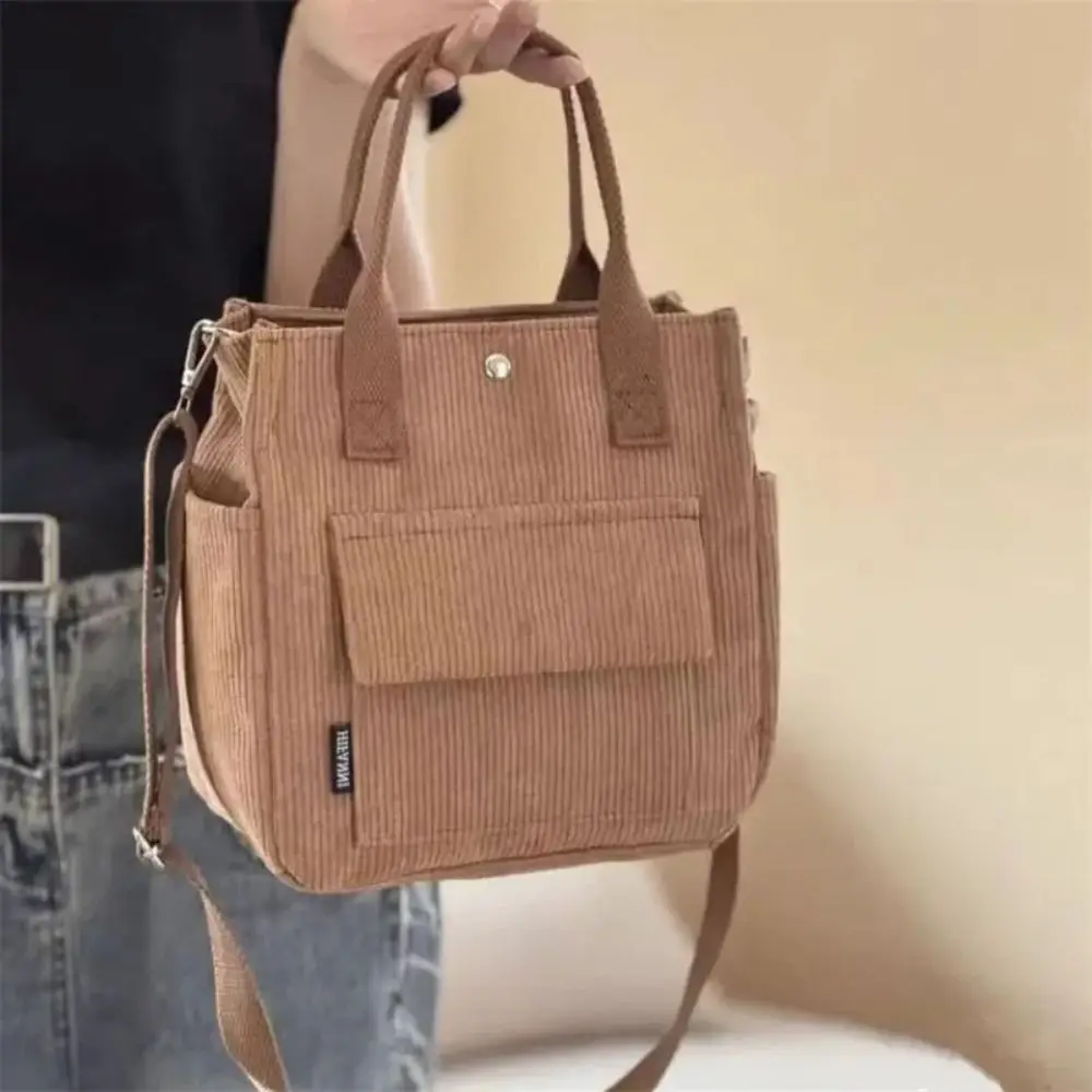 Simple Stylish Crossbody Bag Hand-held Portable Tote Bag Multi-pocket Lunch Box Bag Student