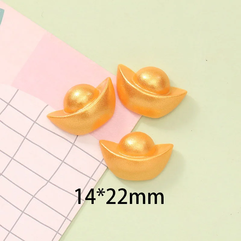 Cute Resin Gold Ingot Flatback Flat Back Cabochon 30pcs Simulated Coin DIY Dollhouse Ornament Miniature for Phone Case Jewelry