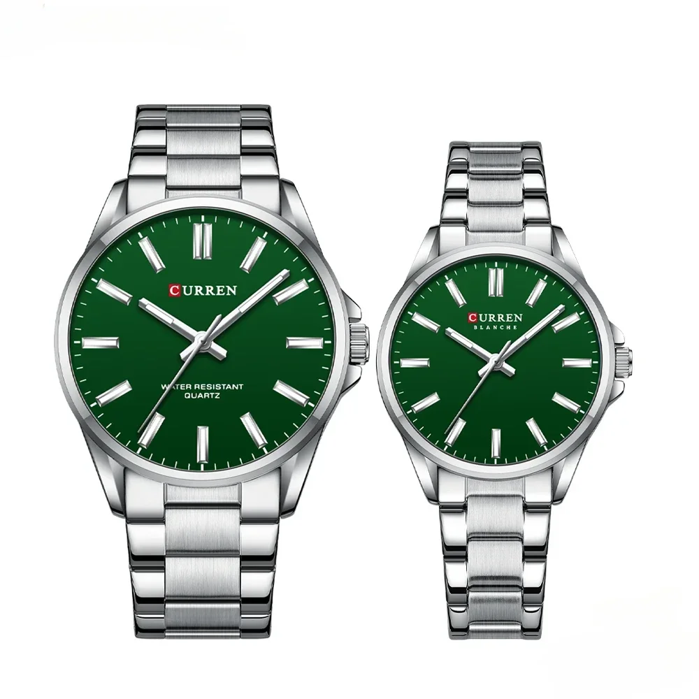 Montres à quartz classiques en acier inoxydable pour couples, montres-bracelets Shoous, bracelet simple, amoureux, mode