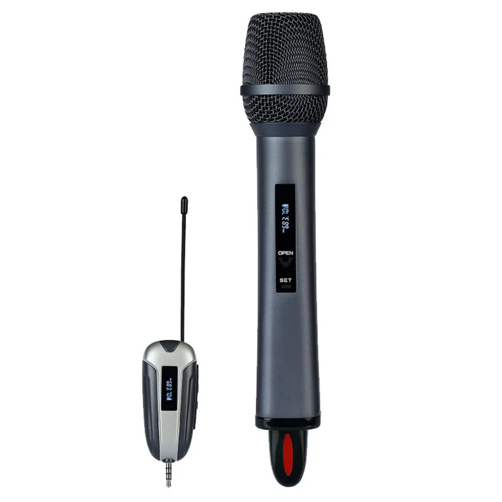 Wireless Microphone Transmitter Receiver UHF Dual Cordless Metal Dynamic Mic System for Karaoke Singing Wedding DJ Party Speech