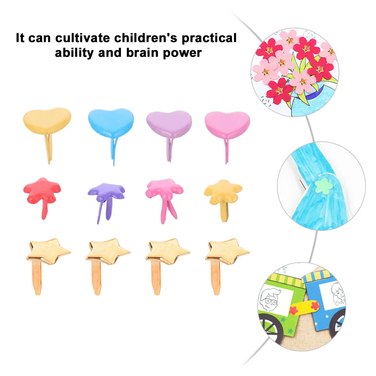 

300Pcs Mini Colorful Two-Legged Claw Nails Durable DIY Craft Accessories Scrapbooking Decoration Mini Brads Iron Brads