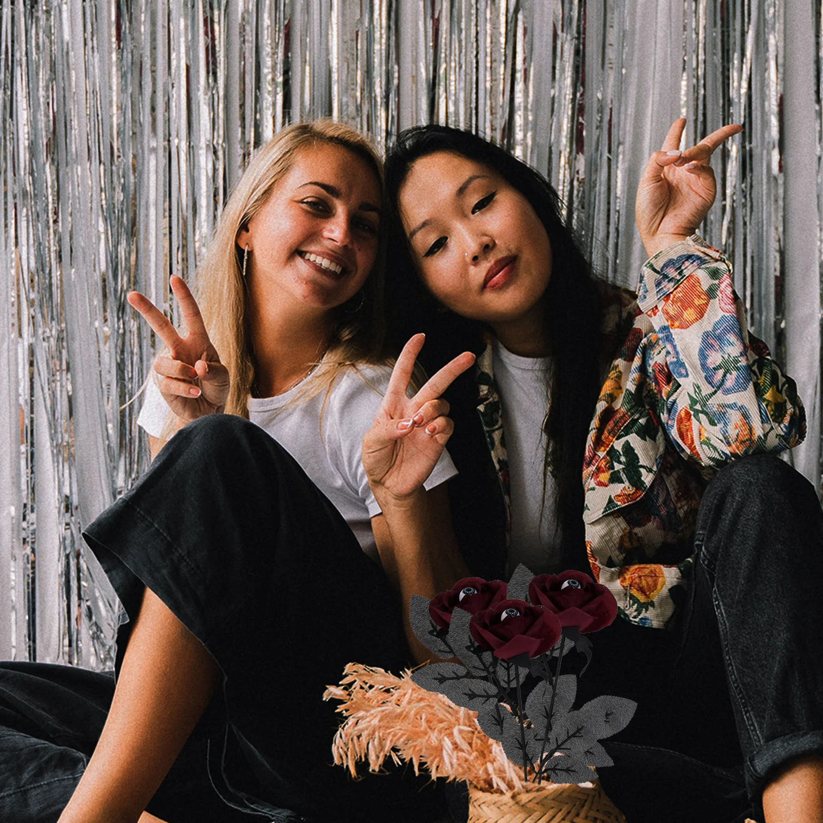 5 قطعة مقلة العين الوردية دعامة الهالوين مواد الراقية على المدى الطويل استخدام الرعب حفلة بار ديكور مقلة العين زهرة الورد