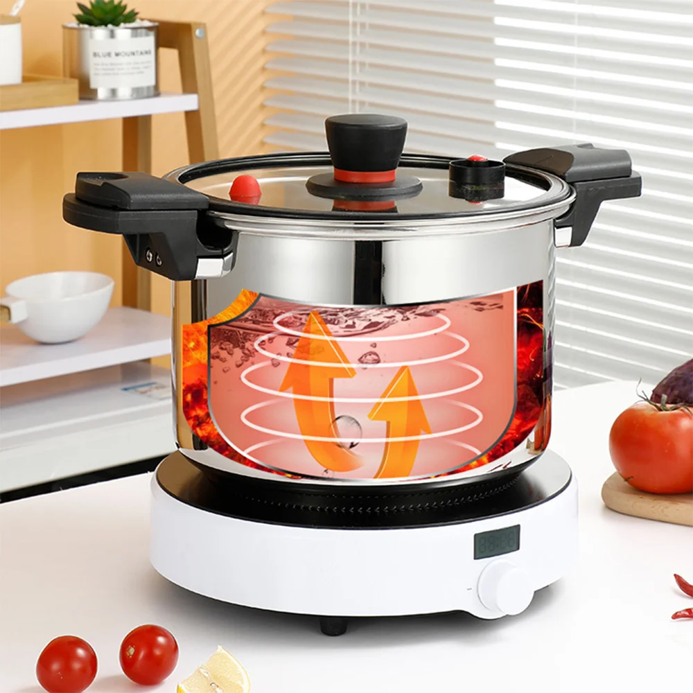 وعاء ضغط صغير من الفولاذ المقاوم للصدأ مع صمام عادم، وعاء طهي منزلي، وعاء غير لاصق ذو سعة كبيرة