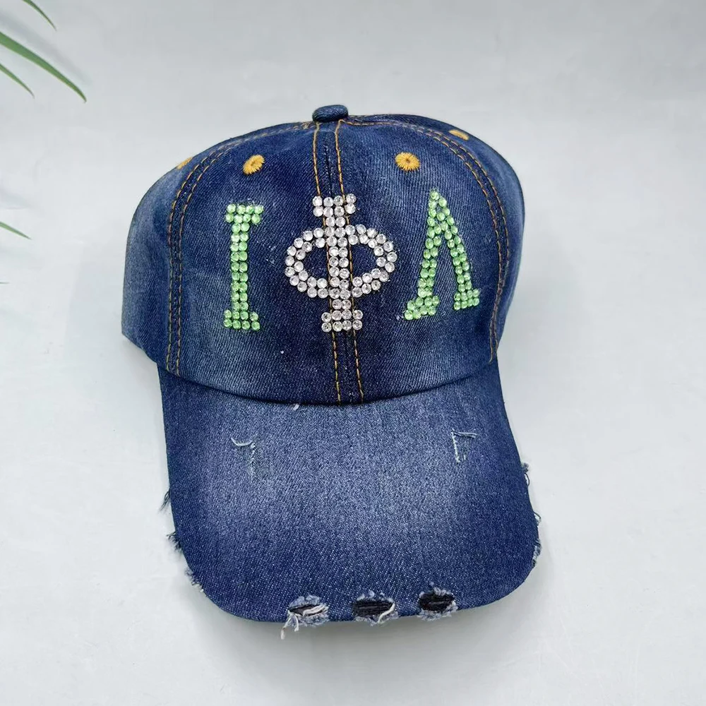 Iota Phi Lambda Greek logo letter rhinestone hat for sisters