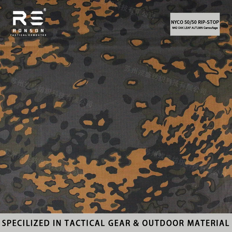 

Hot Sale 50% Nylon 50% Cotton Ripstop Fabric Oak Leaf Pattern Autumn NYCO5050 Tactical Fabric Use for Uniform In Stock
