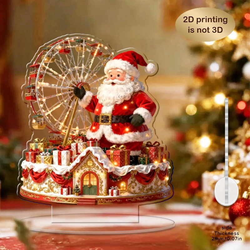 Colorful Santa Claus Ferris Wheel Acrylic Decoration for Christmas Home Desktop Festival Gift Flat Print Design Gifts