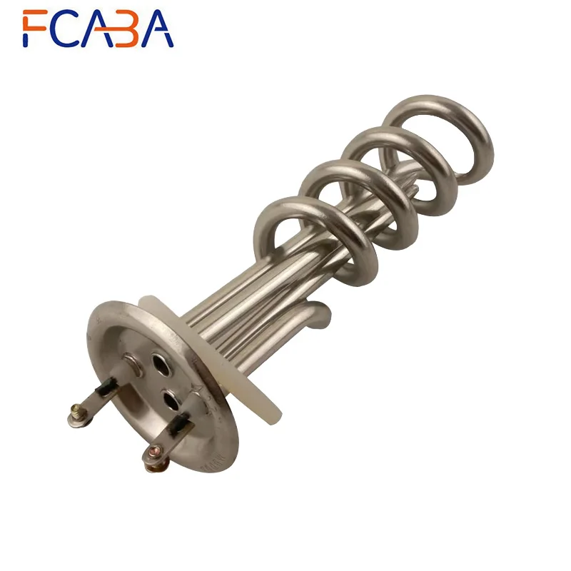 FCABA 4 Rounds Stainless Steel Heating Tube Element 220V 3KW Immersion Electric Water Heater Pipe for Shower