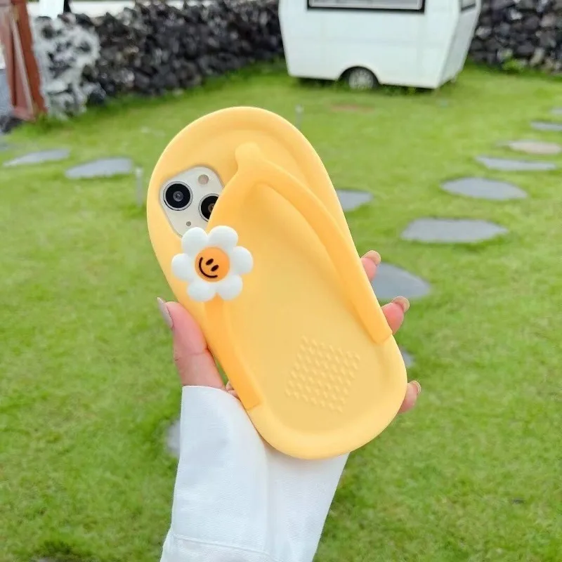 

Summer Fresh Smiling Face Flip Flop Shou Suitable For Iphone 11 12 13 14 15 16 ProMax Phone Back Cover Protective Case Soft Case