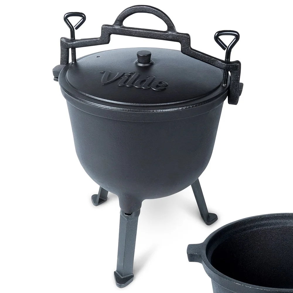 Caldero de hierro fundido, olla con tapa, línea fundida, 10 L