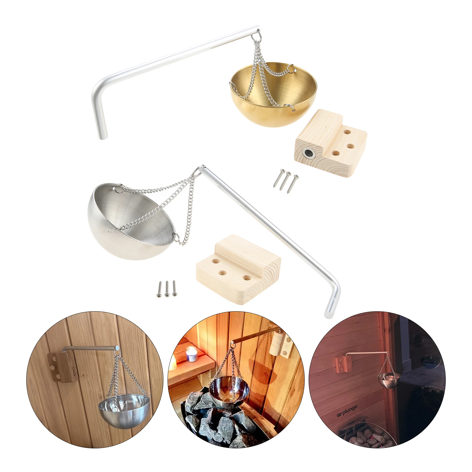 Gold/silver Sauna Aromatherapy Bowl Oil Cup Holder W/ Swinging Arm 12cm Stainless Steel Bowl Essential Oil Diffuser for SPA Room