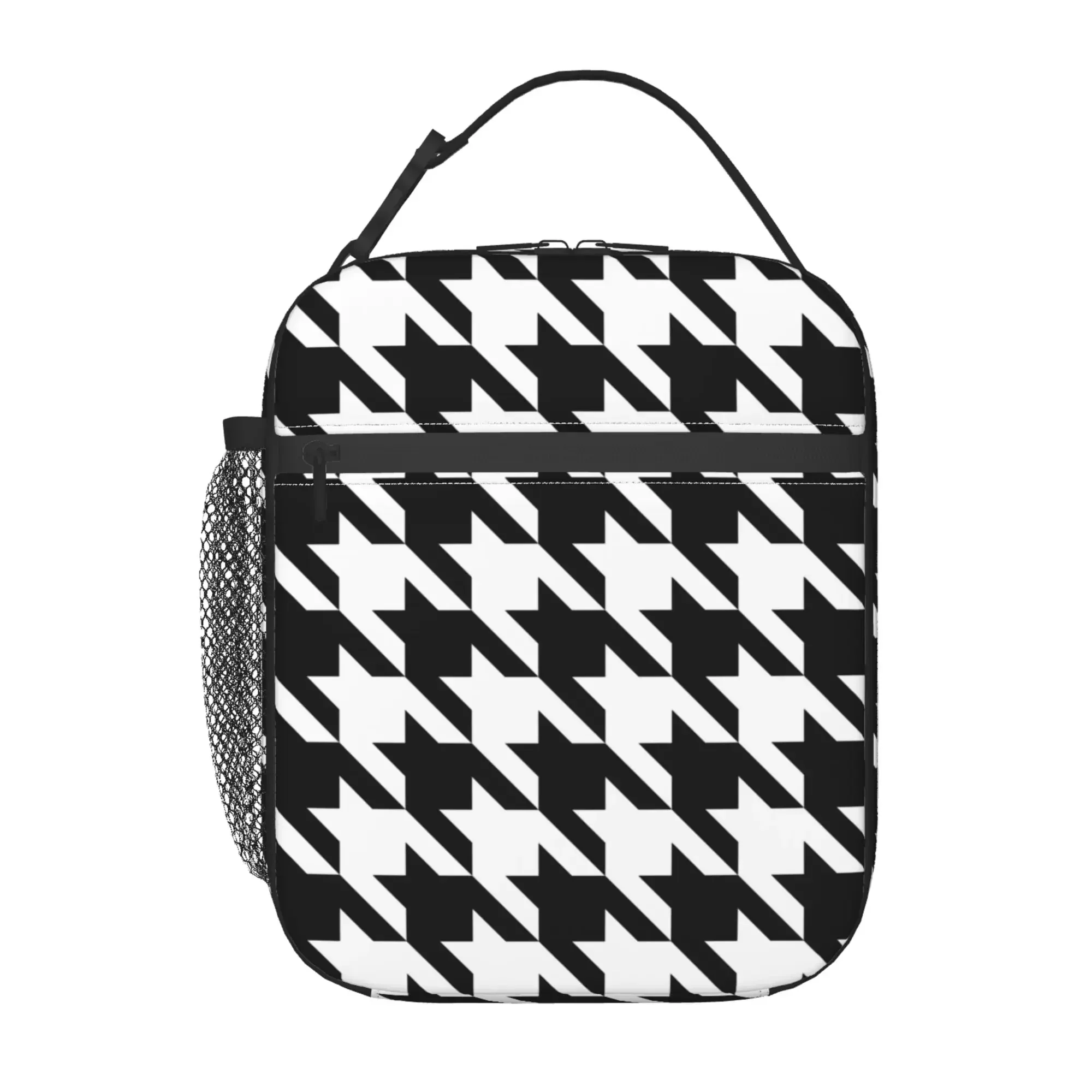 Houndstooth Style Portable Insulated Lunch Bag Cooler Bag Lunch Bags for Men Women Bento Bag for Work School Picnic Food Bags