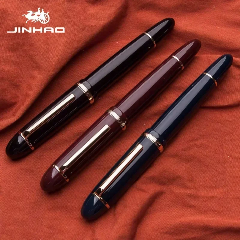 JinHao X159 Acrylic Black Fountain Pen Metal Clip Extended Fine Nib F 0.5mm Writing Pens School Office Supplies Pens Stationery