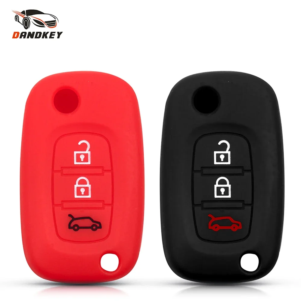 Dandkey Car Silicone Key Case For LADA Vesta Granta XRay Kalina Priora Sedan For Renault Megane 3 Fluence Clio Remote Key Cover