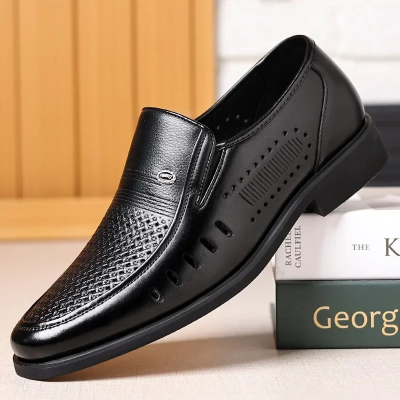 

Sizes 37-49 High Quality Hollow Dress Shoes Men Wedding Shoes Slip-on Men Loafers Luxury Business Leather Platform Shoes for Men