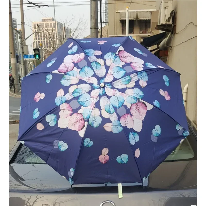 Famous painting Double thick silver coating anti uv umbrella for men blue sky and white clouds inside women rain umbrella