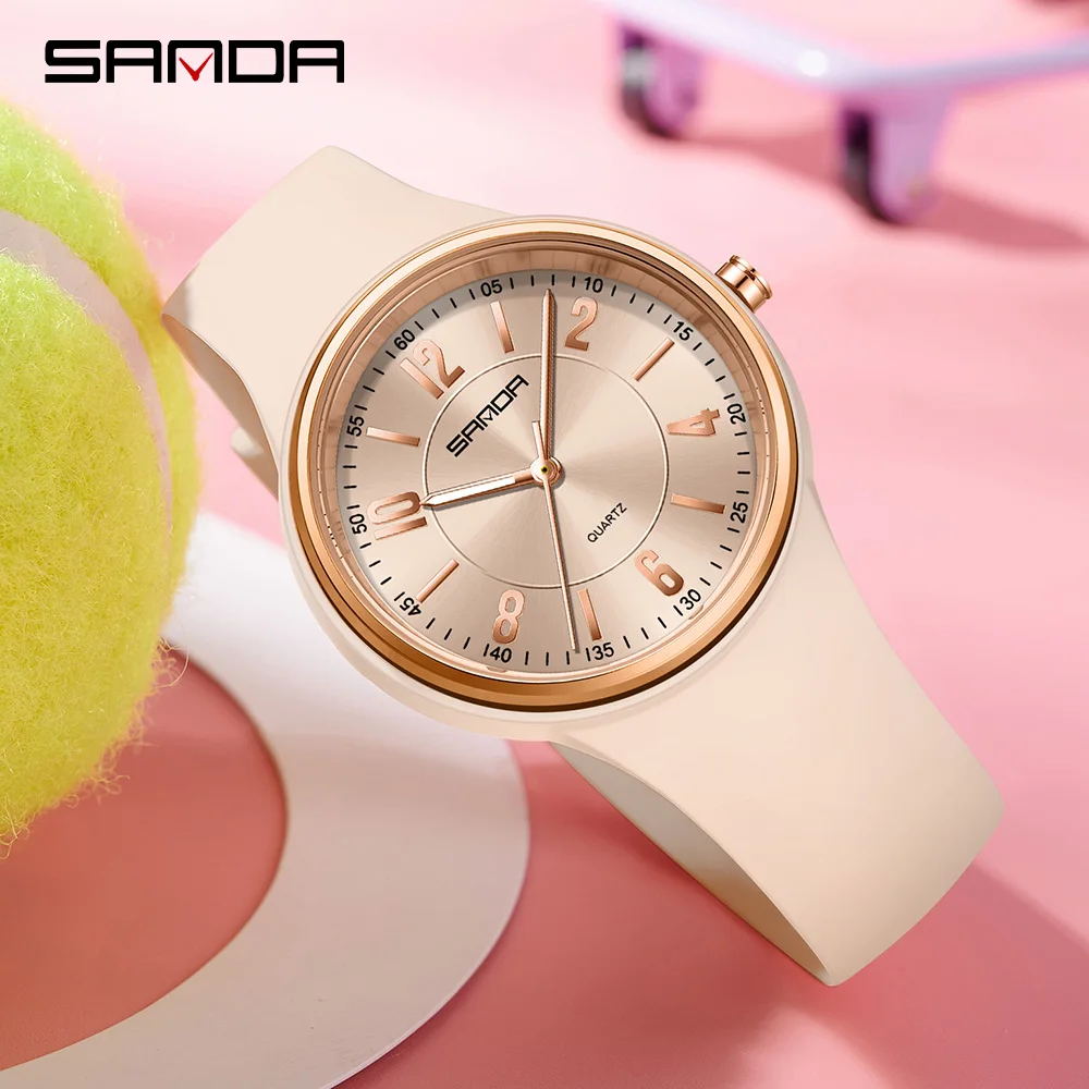 

SANDA модные кварцевые часы мужские и женские простые с большим циферблатом 3ATM водонепроницаемые легкие студенческие часы со светящимся дисплеем 6295
