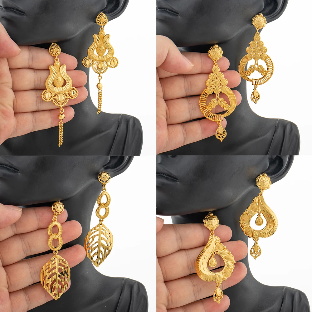 

4Sets Elegant Earrings Romantic Flower Tassel Drop Jewelry for Women Trend Hanging Piercing Ear Wedding Jewelry Anniversary Gift