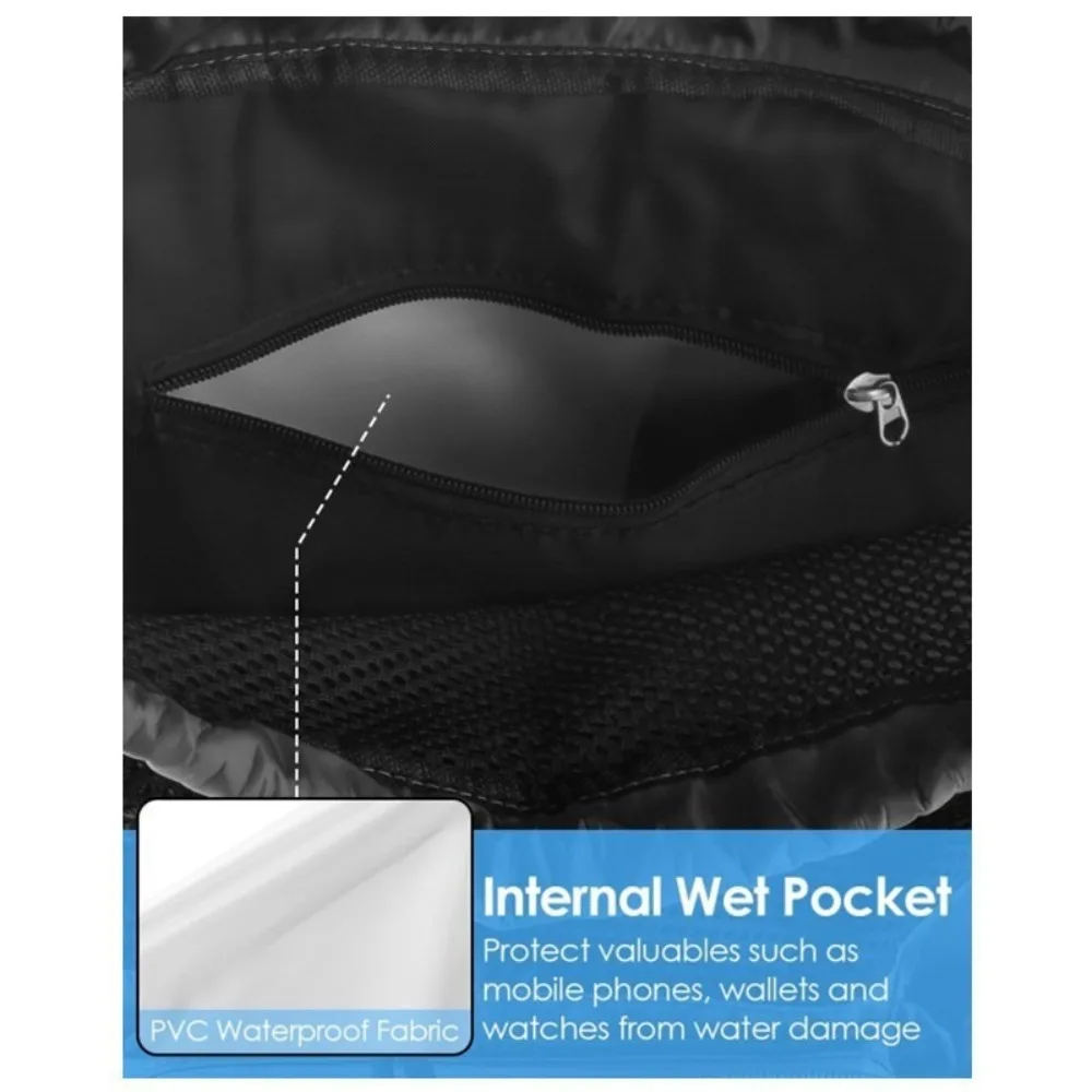 Portable Mesh Swim Bag with Wet Pocket Nylon Drawstring Backpack Waterproof Beach Backpack Workout Gear