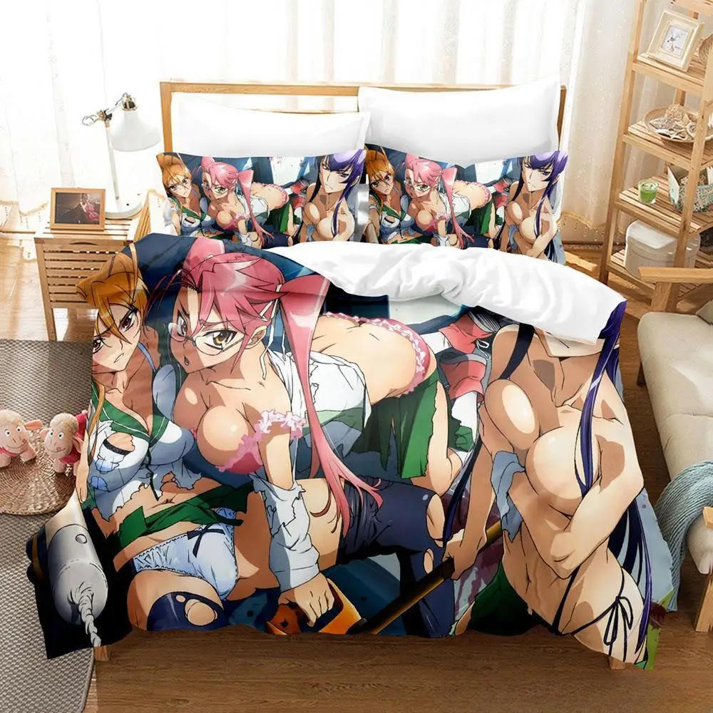 Anime Sexy Girl Highschool of the Dead Bedding Set Single Twin Full Queen King Size Bed Set Adult Kid Bedroom Duvet cover Sets