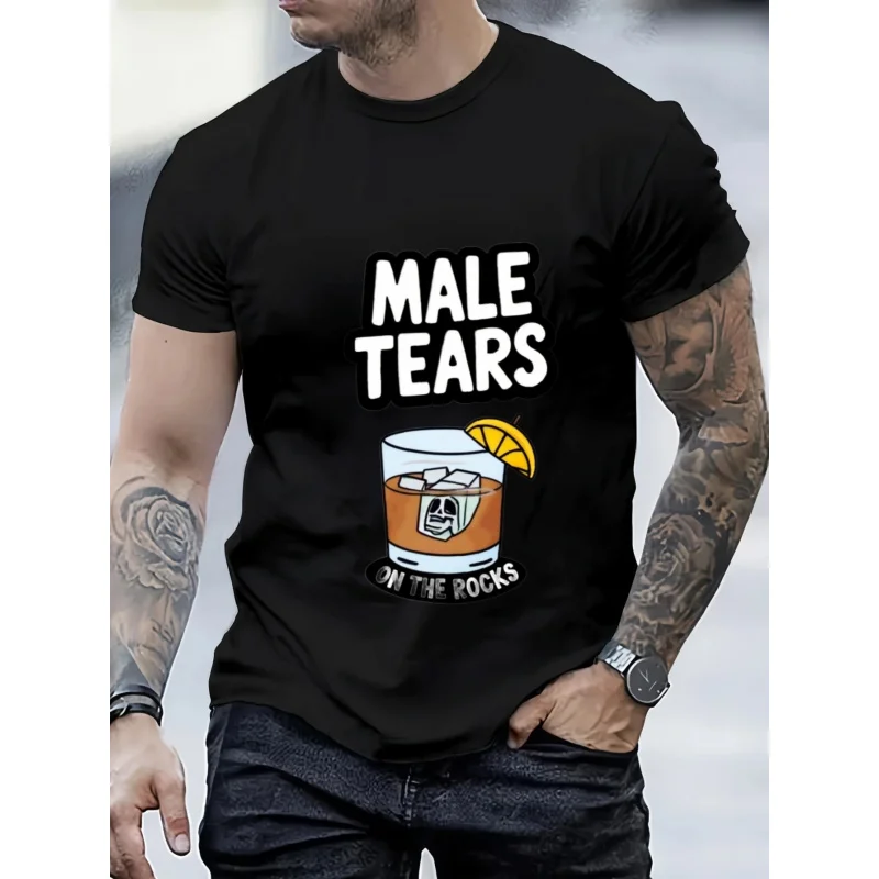 

Men's T-Shirt Black Male Tears On The Rocks Cocktail Graphic Print High Quality Cotton 180g