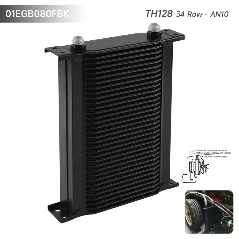 Oil Cooler Universal 10/13/16/19/25/34/44 Row AN10 Engine Transmission 10-AN 7/8
