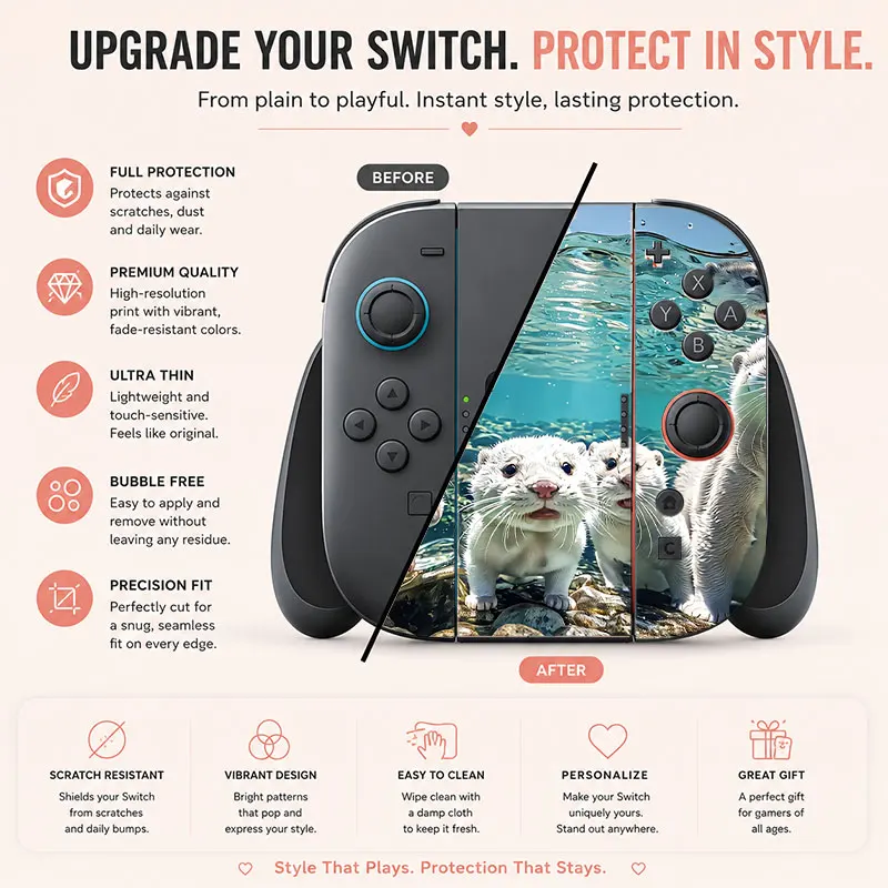 Creative pattern SWITCH game console protective film, with natural touch and comfortable feel, featuring personalized designs