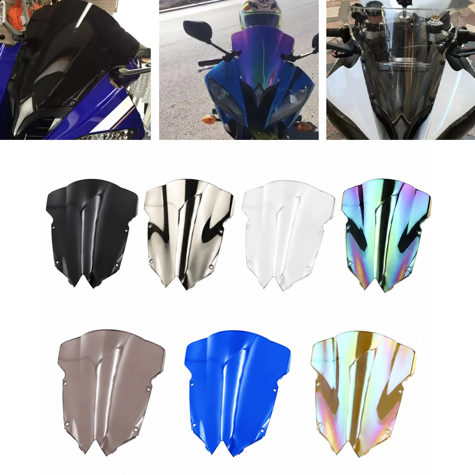 Windshield For Yamaha YZF R6 600 YZFR6 2008-2016 Double Bubble WindScreen Motorcycle Accessories Fairing Deflector