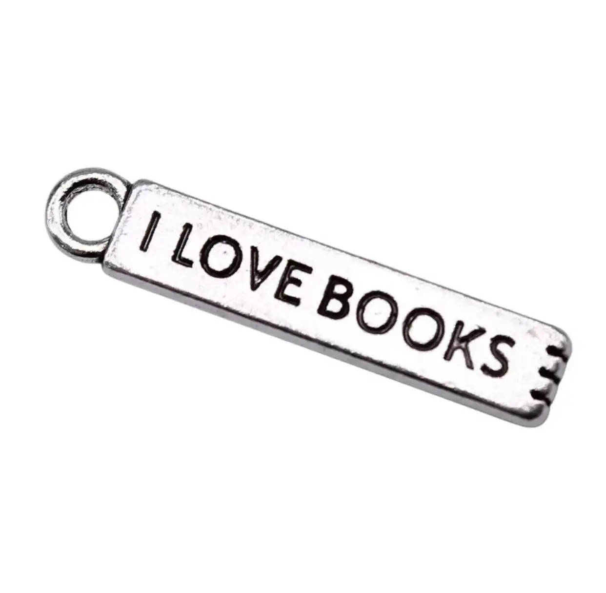 

20pcs 27x5mm Tibetan silver color Zinc Alloy metal I Love Books rectangle Pendant for handmade HW3615