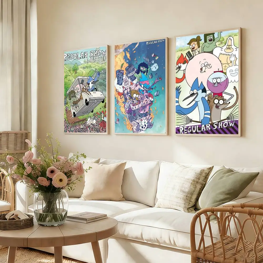 Cartoon Funny R-Regular Show Poster Stickers High-Quality Classic Print Retro Wall Decor Living Room Home HD Gift Holidays