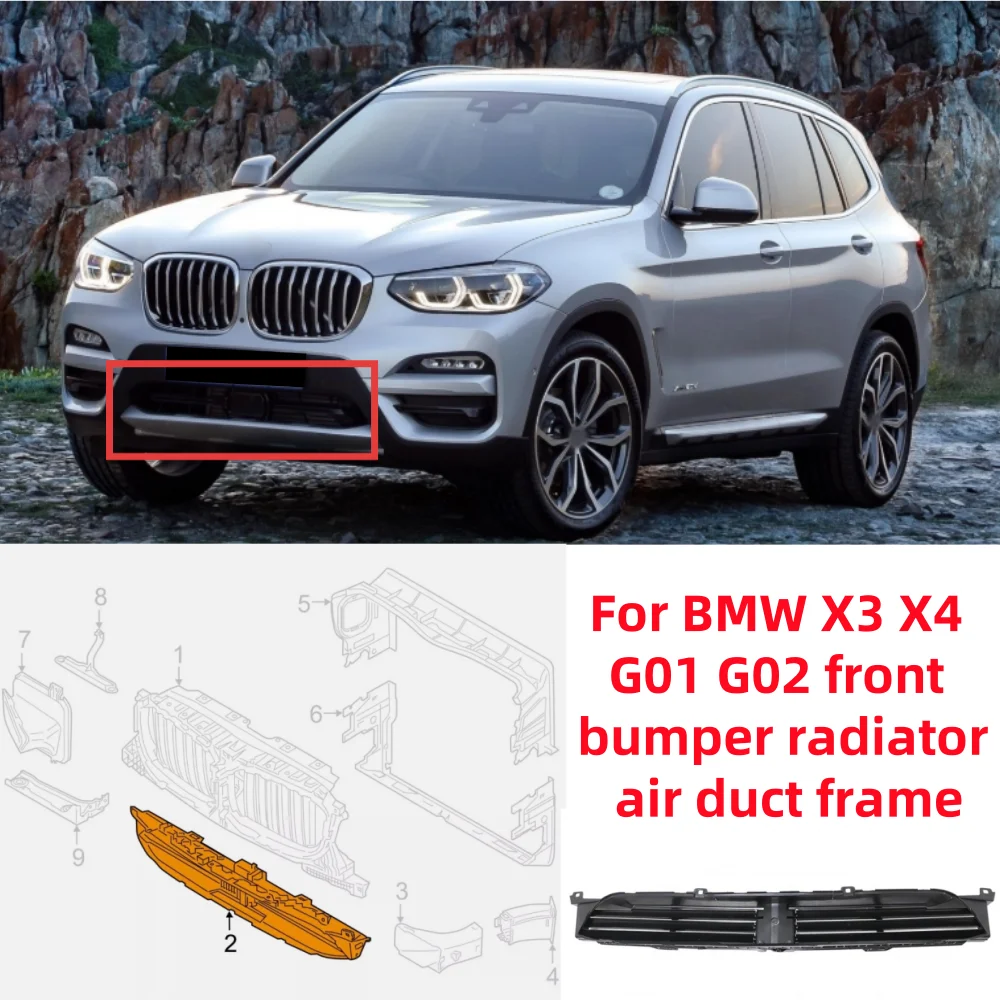 

Для BMW X3 X4 G01 G02 2018-2021 передний бампер автомобиля, радиатор, впускной канал, опорная рамка OE: 51137497231
