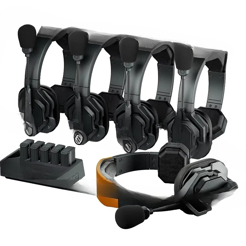 Full Duplex 5 User, Noise Cancelling Wireless Intercom Headphone System