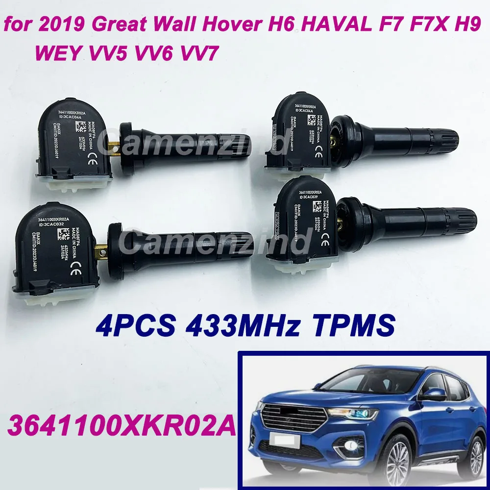 Set of (4) TPMS 3641100XKR02A 433MHz Tire Pressure Sensor for Great Wall Hover H6 HAVAL H9 Hover F7 F7X 2019 SC-3609200H