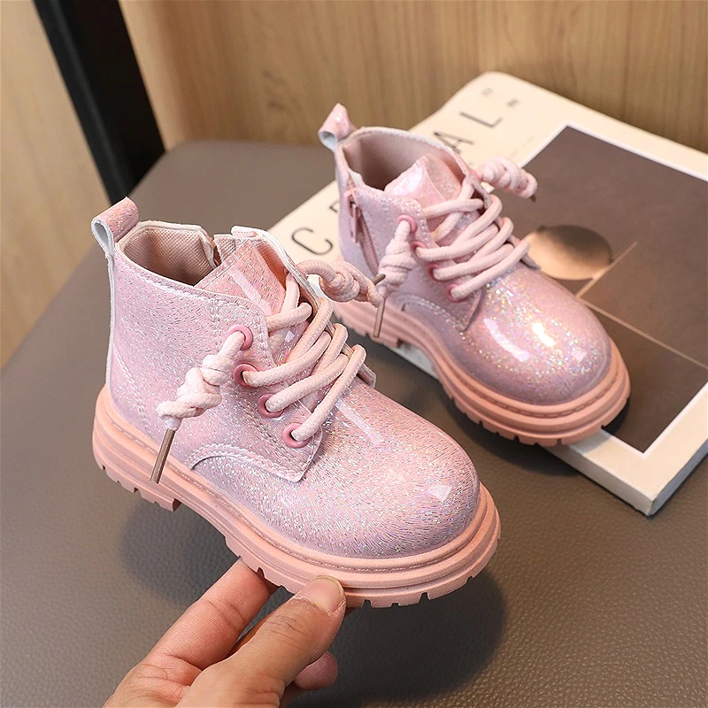 

Winter Girls Snow Boots Pu Leather Warm Plush Outdoor Non-slip Kids Cotton Boots School Princess-style Cute Sequins Girls Boots