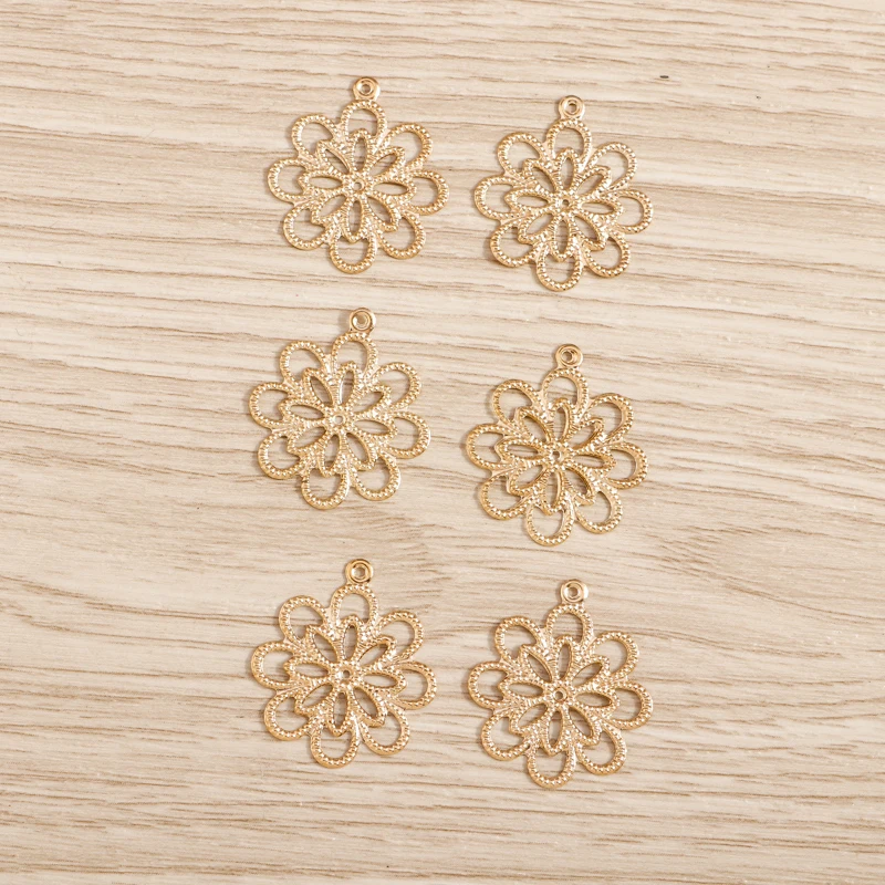Tusember 80 Stück 20*23mm Legierung Goldfarben Hohle Blumen Charms für DIY Handgemachte Anhänger Halsketten Ohrringe Damenschmuckherstellung – Detail 5