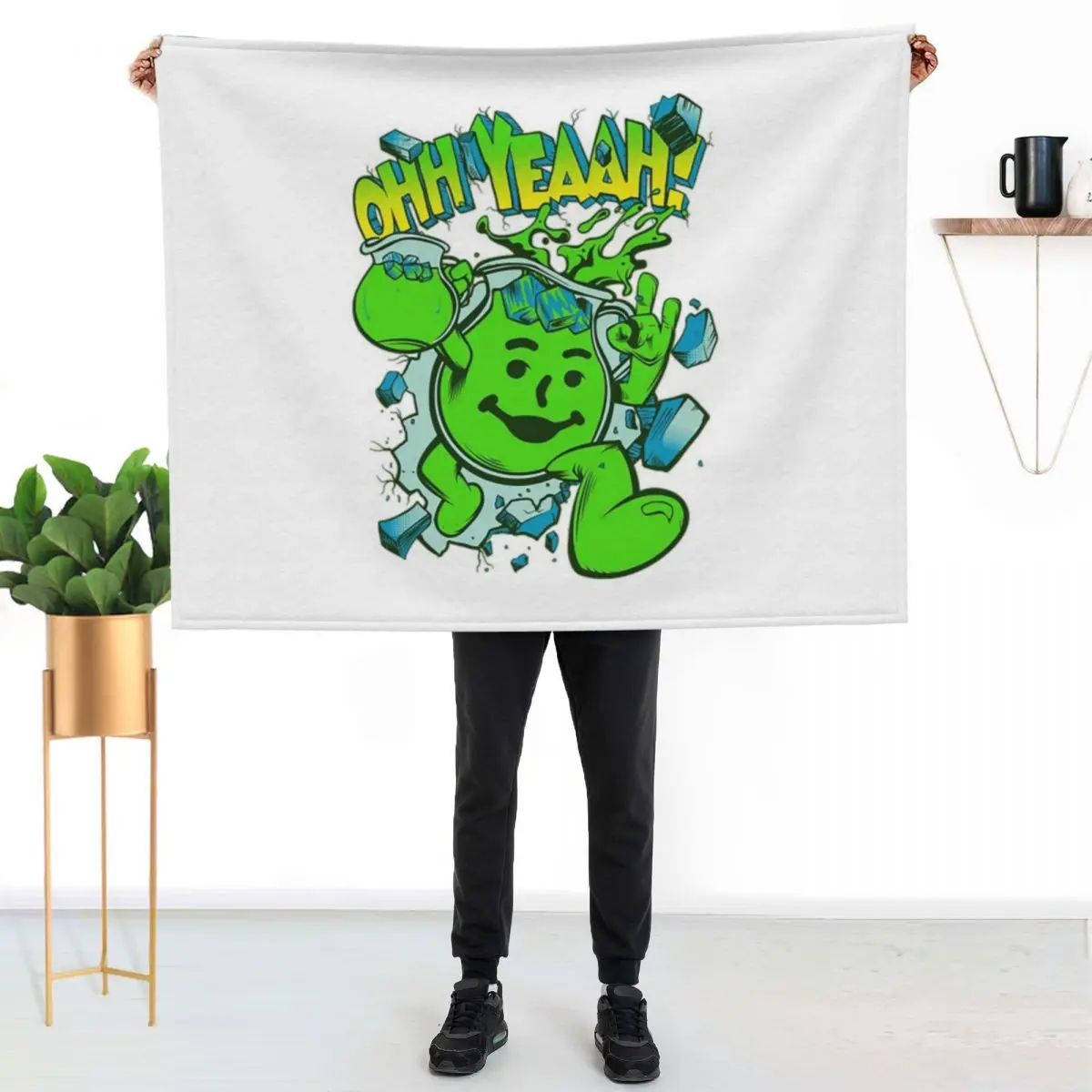

OHH YEAH! Kool Aid Man Lime Throw Blanket Soft Sherpa Fleece Warm Blanket for Winter