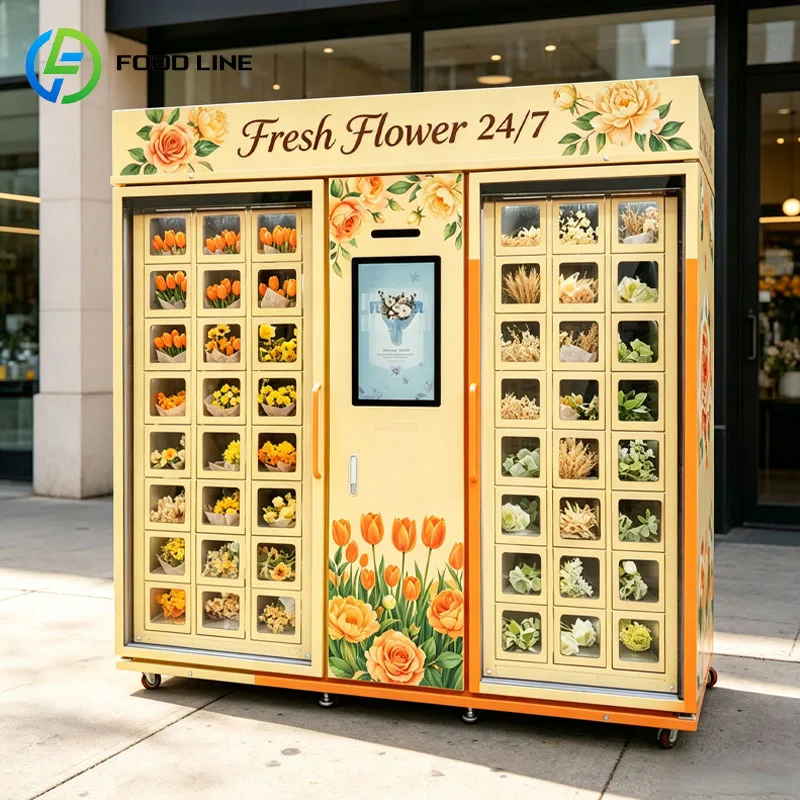 Self Service Flower Vending Machine Fresh Bouquet Refrigerated Floral Dispenser Retail Locker Customized
